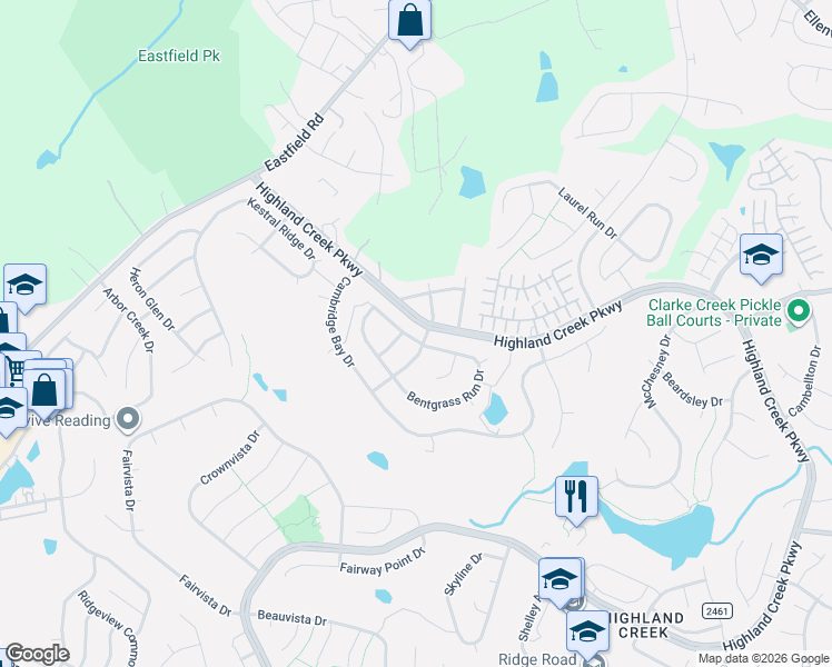 map of restaurants, bars, coffee shops, grocery stores, and more near 5529 Bentgrass Run Drive in Charlotte