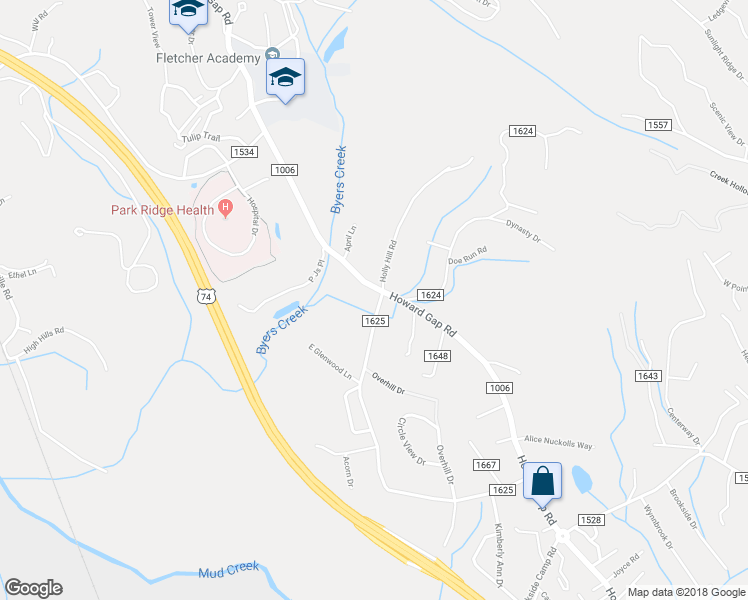 map of restaurants, bars, coffee shops, grocery stores, and more near 3001 Holly Hill Road in Hendersonville