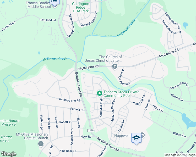 map of restaurants, bars, coffee shops, grocery stores, and more near 12819 Coral Sunrise Drive in Huntersville