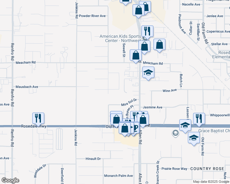 map of restaurants, bars, coffee shops, grocery stores, and more near 3100 Phairfield Street in Bakersfield