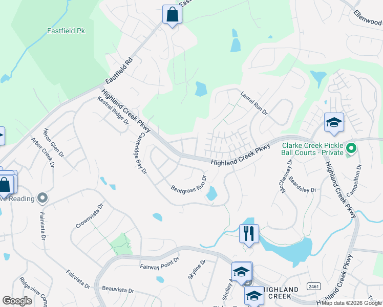 map of restaurants, bars, coffee shops, grocery stores, and more near 4417 Squirrel Trail Lane in Charlotte