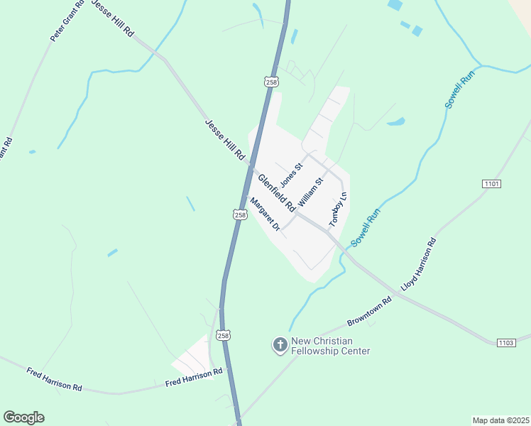 map of restaurants, bars, coffee shops, grocery stores, and more near Margaret Drive in Greene County