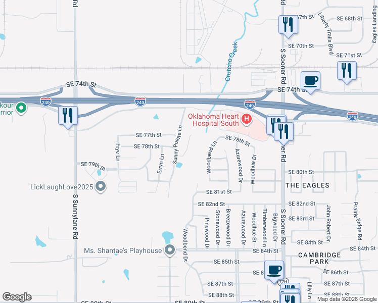 map of restaurants, bars, coffee shops, grocery stores, and more near 7806 Bennie Terrace in Oklahoma City