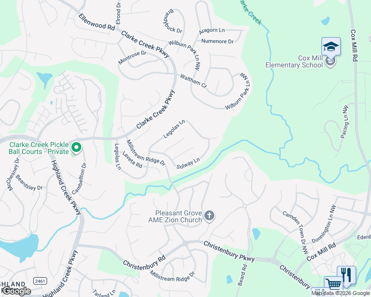 map of restaurants, bars, coffee shops, grocery stores, and more near 9820 Hobbitshire Lane in Charlotte