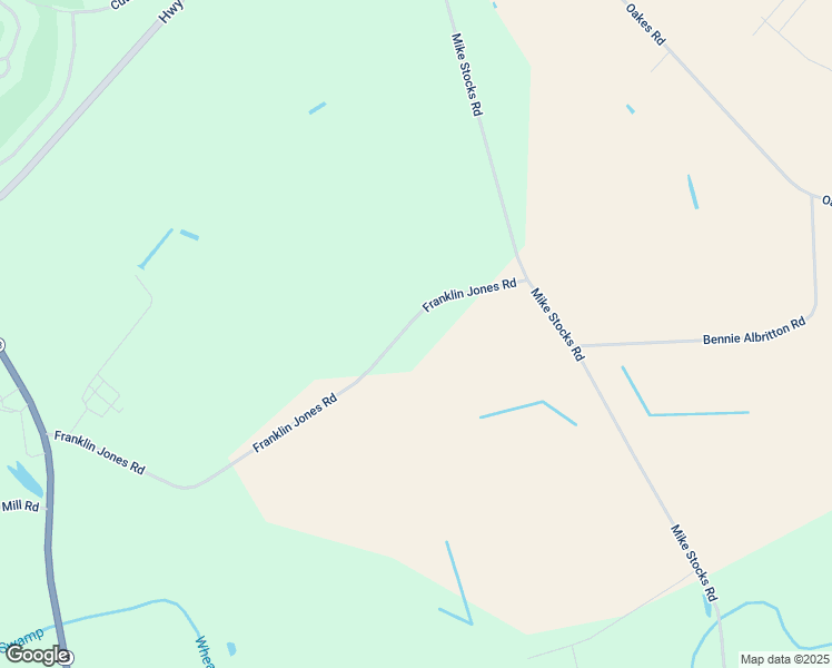 map of restaurants, bars, coffee shops, grocery stores, and more near 938 Franklin Jones Road in Hookerton