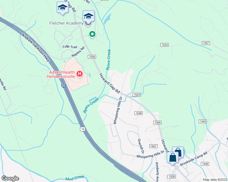 map of restaurants, bars, coffee shops, grocery stores, and more near 3001 Holly Hill Road in Hendersonville