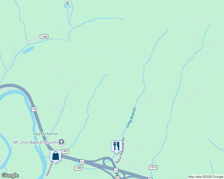 map of restaurants, bars, coffee shops, grocery stores, and more near 508 Deep Gap Road in Sylva