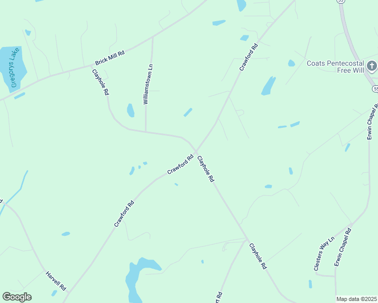 map of restaurants, bars, coffee shops, grocery stores, and more near 1224 Crawford Road in Coats