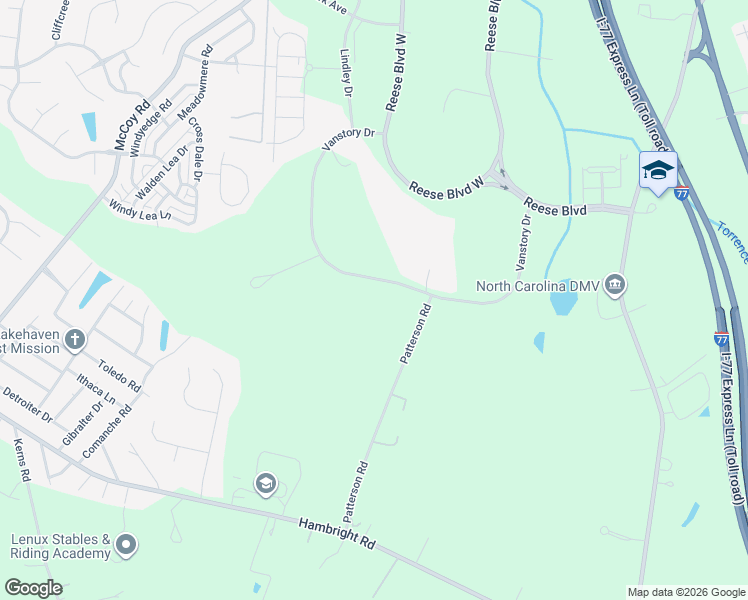map of restaurants, bars, coffee shops, grocery stores, and more near 11900 Vanstory Drive in Huntersville