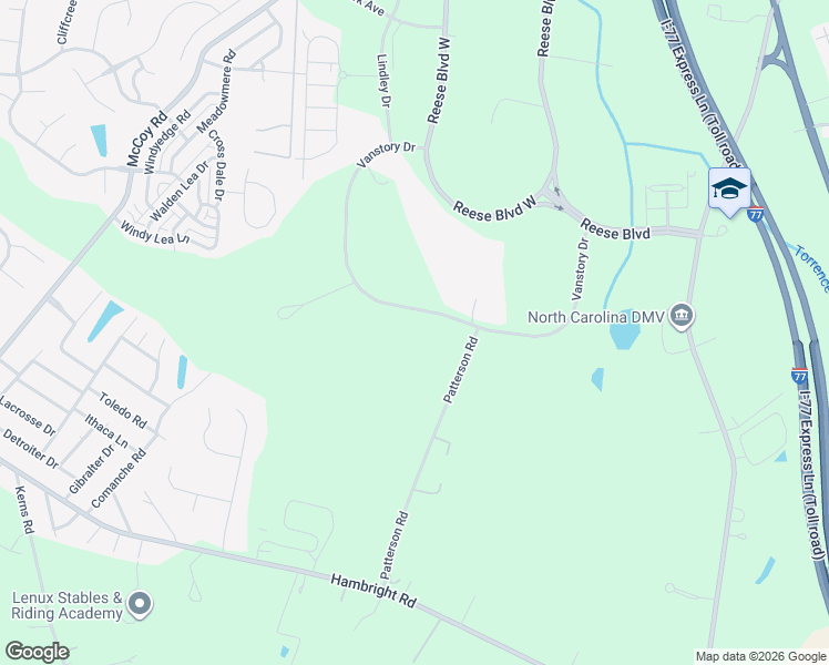 map of restaurants, bars, coffee shops, grocery stores, and more near 11900 Vanstory Drive in Huntersville