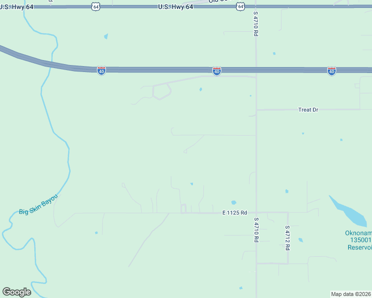 map of restaurants, bars, coffee shops, grocery stores, and more near 470701 East 1121 Road in Muldrow