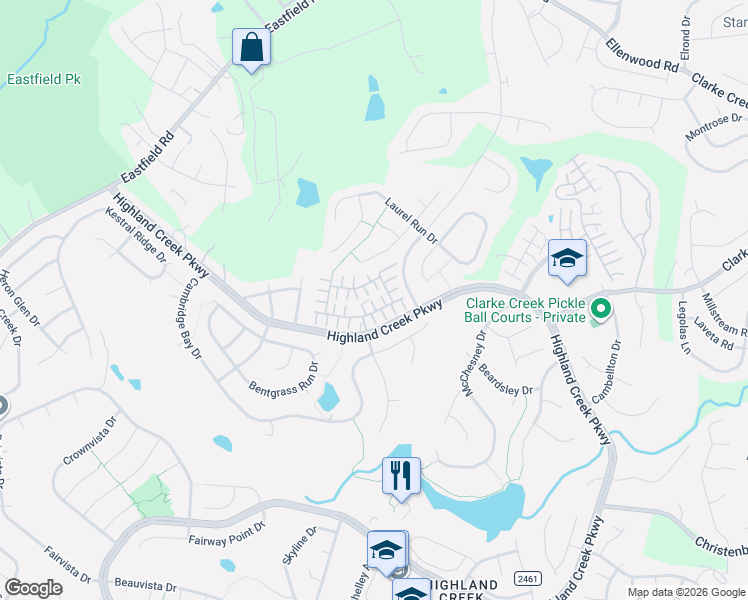map of restaurants, bars, coffee shops, grocery stores, and more near 8663 Meadowmont View Drive in Charlotte