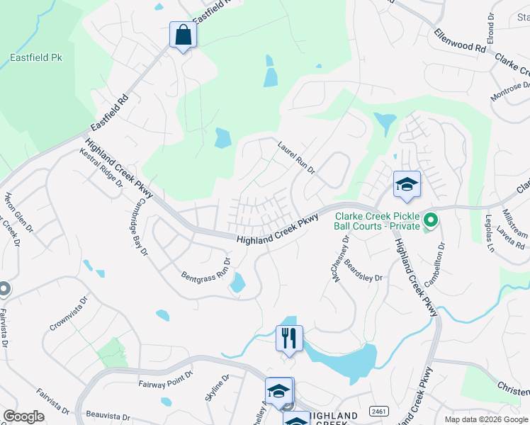 map of restaurants, bars, coffee shops, grocery stores, and more near 8623 Meadowmont View Drive in Charlotte