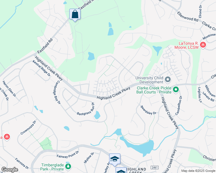 map of restaurants, bars, coffee shops, grocery stores, and more near 9019 Meadowmont View Drive in Charlotte