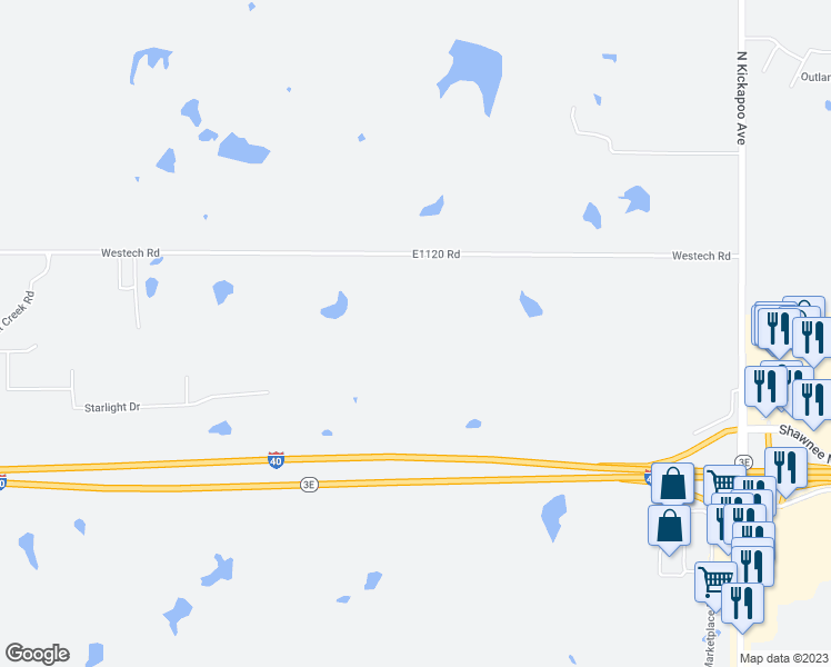 map of restaurants, bars, coffee shops, grocery stores, and more near 39601 Westech Road in Shawnee