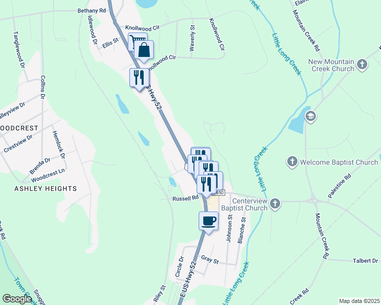 map of restaurants, bars, coffee shops, grocery stores, and more near 2000 U.S. 52 in Albemarle