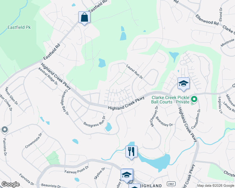 map of restaurants, bars, coffee shops, grocery stores, and more near 8623 Meadowmont View Drive in Charlotte