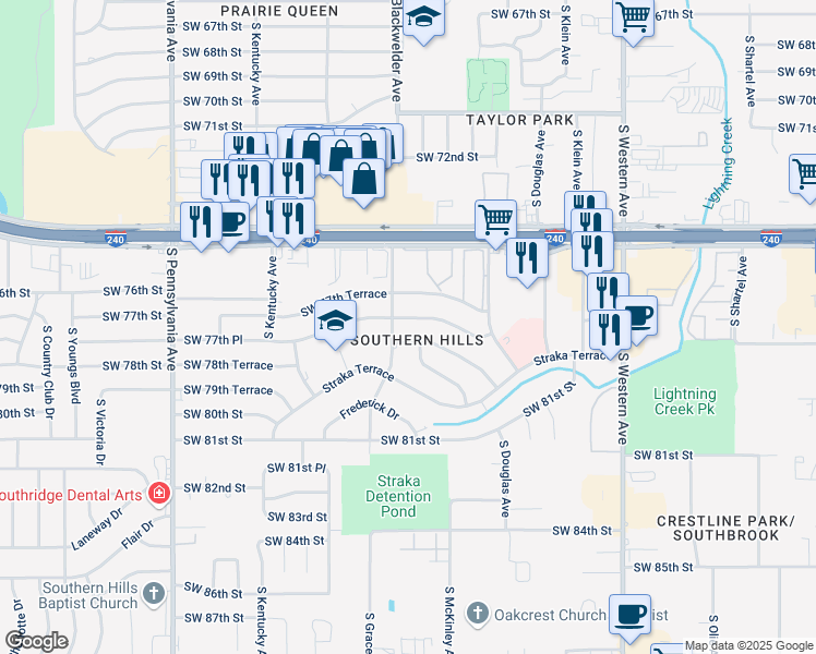 map of restaurants, bars, coffee shops, grocery stores, and more near in Oklahoma City