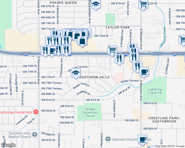 map of restaurants, bars, coffee shops, grocery stores, and more near in Oklahoma City