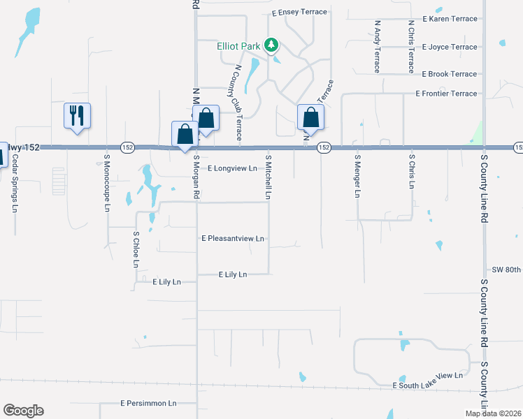 map of restaurants, bars, coffee shops, grocery stores, and more near 1848 East Lake Park Lane in Mustang