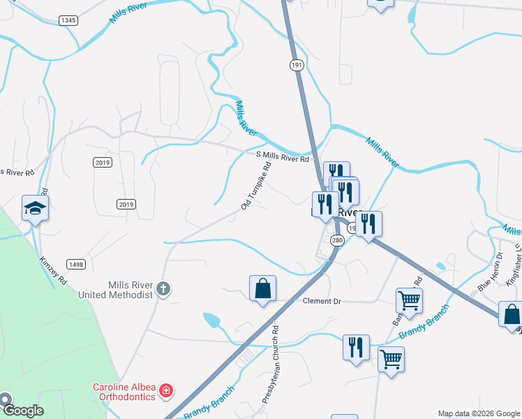 map of restaurants, bars, coffee shops, grocery stores, and more near 44 Sterling Drive in Mills River
