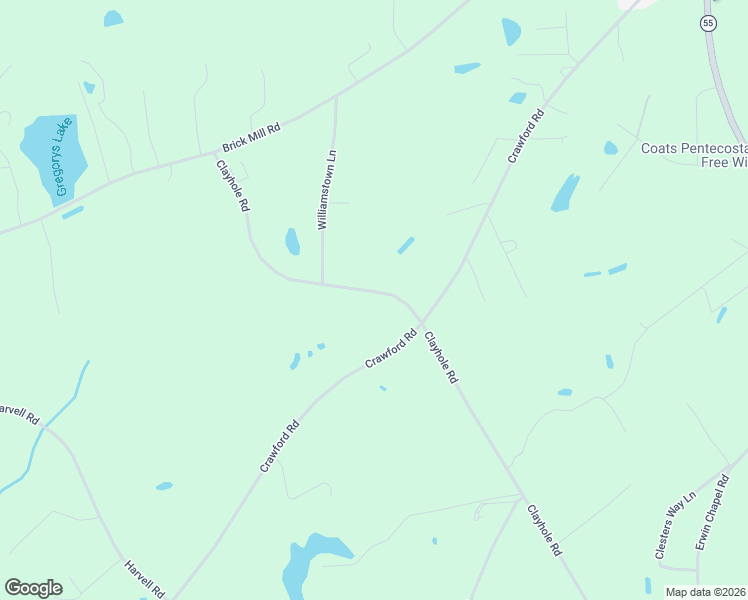 map of restaurants, bars, coffee shops, grocery stores, and more near 1825 Clayhole Road in Coats