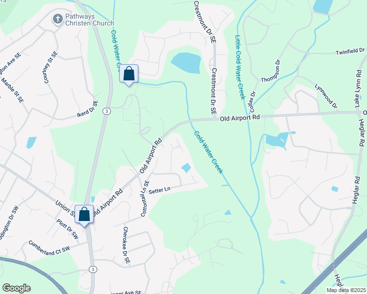 map of restaurants, bars, coffee shops, grocery stores, and more near 257 Retriever Court Southeast in Concord