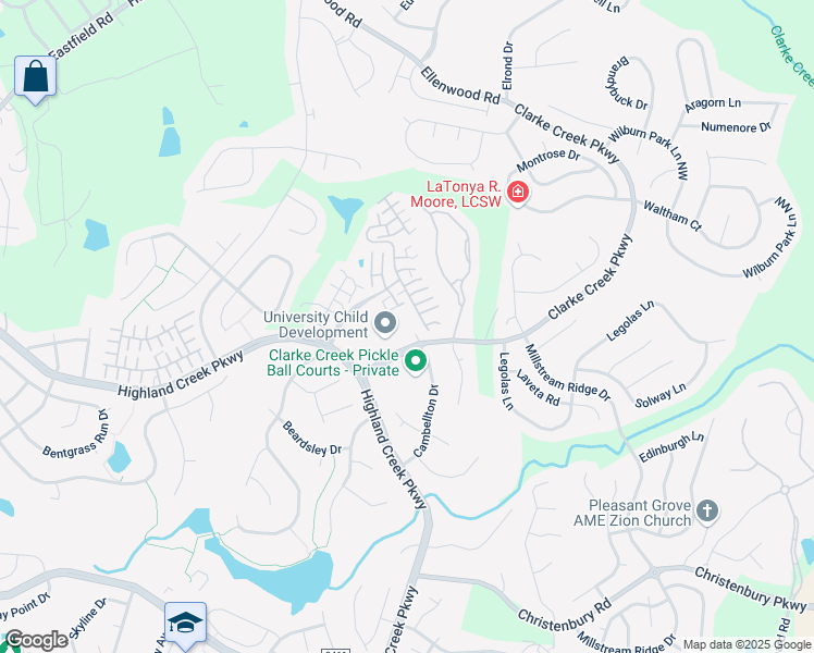 map of restaurants, bars, coffee shops, grocery stores, and more near 8417 Kilty Court in Charlotte