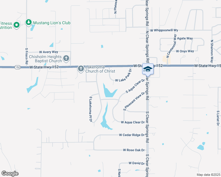 map of restaurants, bars, coffee shops, grocery stores, and more near 1892 West Lake Park Drive in Mustang