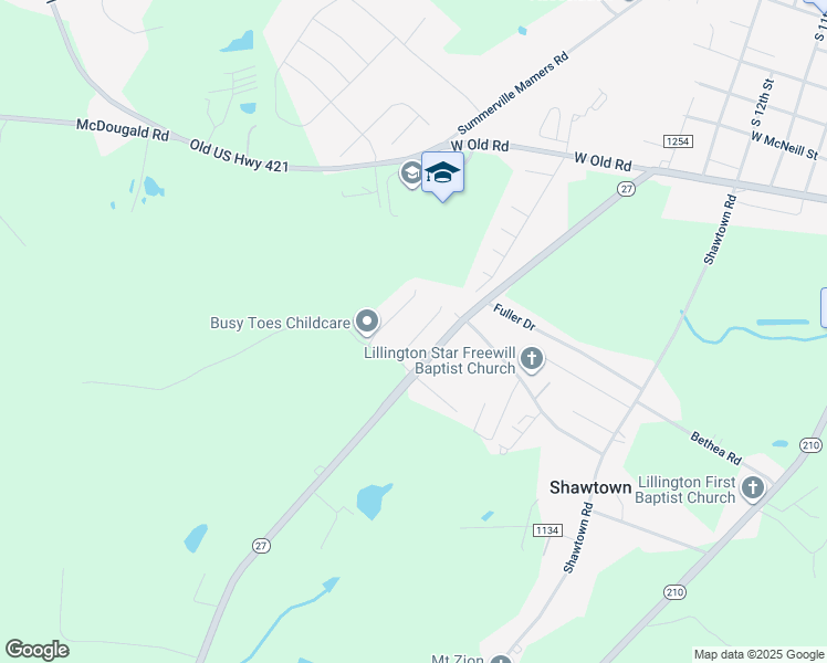 map of restaurants, bars, coffee shops, grocery stores, and more near 106 Summerwood Lane in Lillington