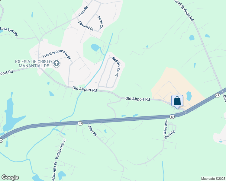 map of restaurants, bars, coffee shops, grocery stores, and more near 1782 Red Bird Circle Southeast in Concord