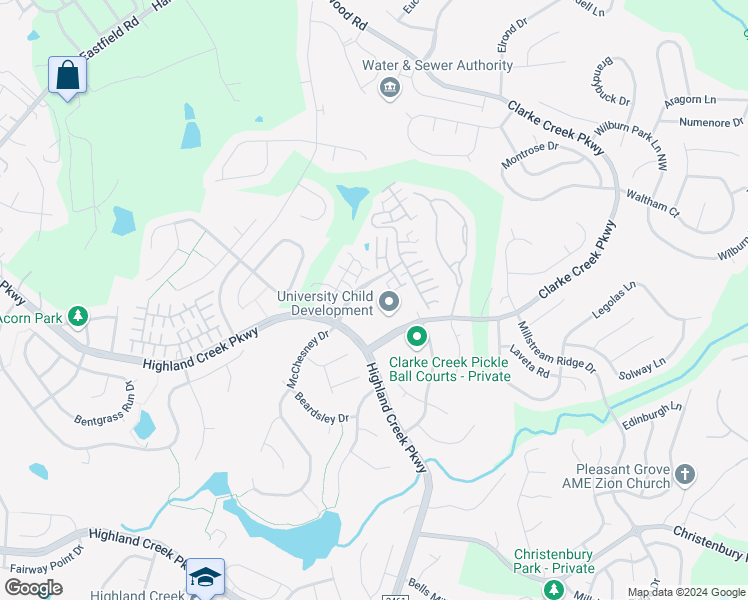 map of restaurants, bars, coffee shops, grocery stores, and more near 8410 Signature Ridge Road in Charlotte