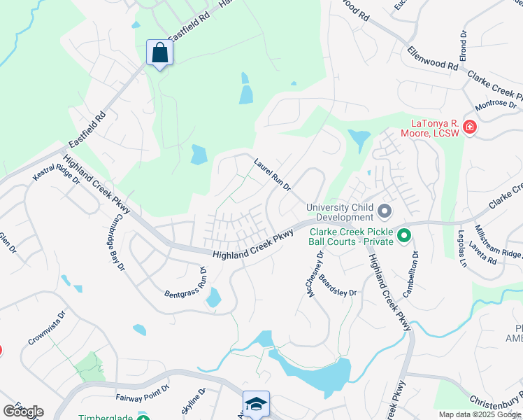 map of restaurants, bars, coffee shops, grocery stores, and more near 8926 Meadowmont View Drive in Charlotte