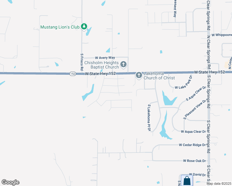 map of restaurants, bars, coffee shops, grocery stores, and more near West Beaver Point Drive in Mustang