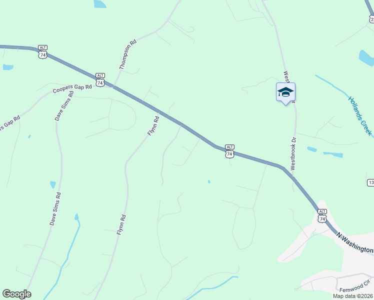 map of restaurants, bars, coffee shops, grocery stores, and more near 129 Jamesfield Drive in Rutherfordton