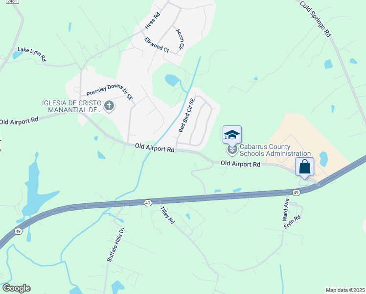 map of restaurants, bars, coffee shops, grocery stores, and more near 1803 Red Bird Circle Southeast in Concord