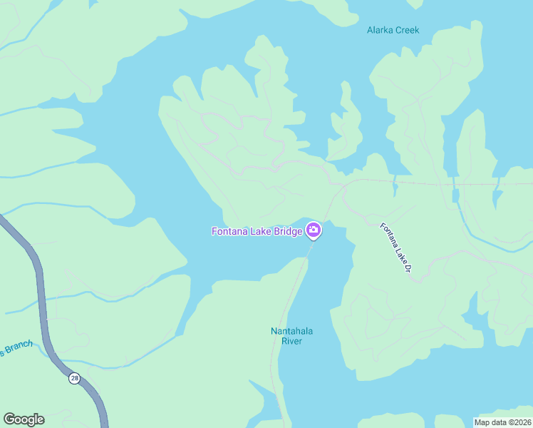 map of restaurants, bars, coffee shops, grocery stores, and more near Cherokee Ridge in Bryson City