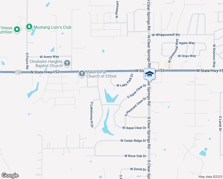 map of restaurants, bars, coffee shops, grocery stores, and more near 1892 West Lake Park Drive in Mustang