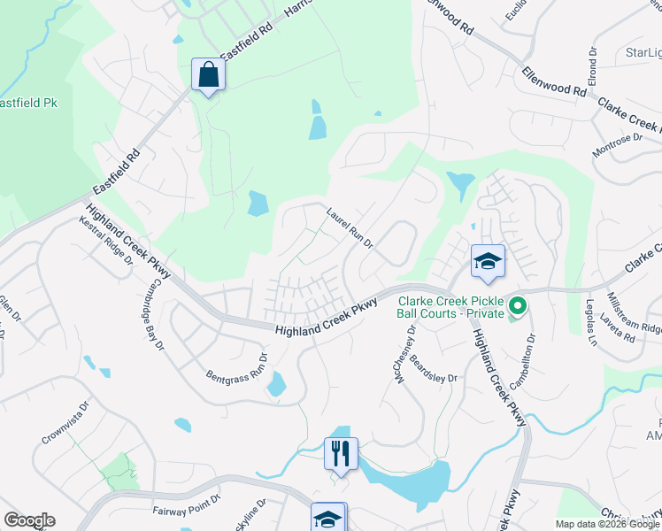 map of restaurants, bars, coffee shops, grocery stores, and more near 8926 Meadowmont View Drive in Charlotte
