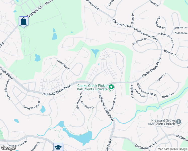 map of restaurants, bars, coffee shops, grocery stores, and more near 8410 Signature Ridge Road in Charlotte