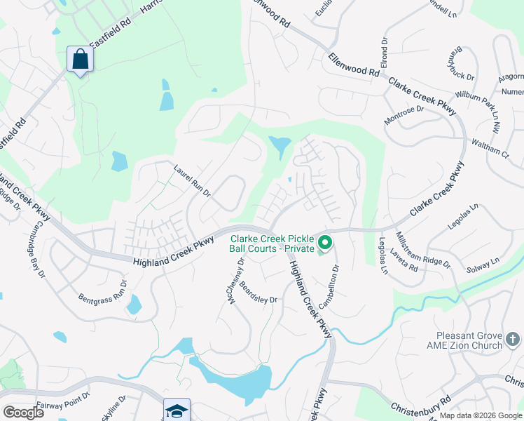 map of restaurants, bars, coffee shops, grocery stores, and more near 6445 Terrace View Court in Charlotte