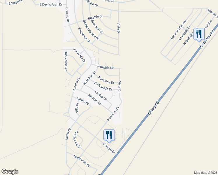 map of restaurants, bars, coffee shops, grocery stores, and more near 7127 East Alvarado Drive in Kingman