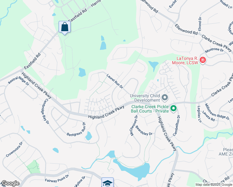 map of restaurants, bars, coffee shops, grocery stores, and more near 8129 Laurel Run Drive in Charlotte