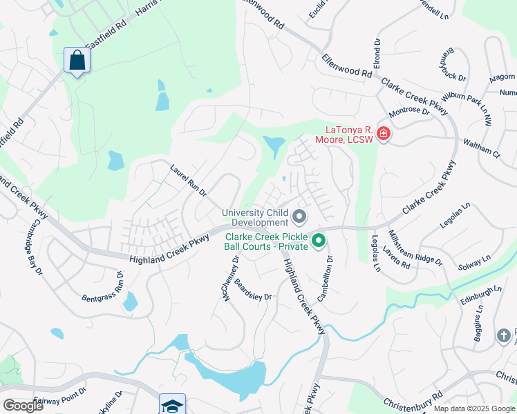 map of restaurants, bars, coffee shops, grocery stores, and more near 6445 Terrace View Court in Charlotte