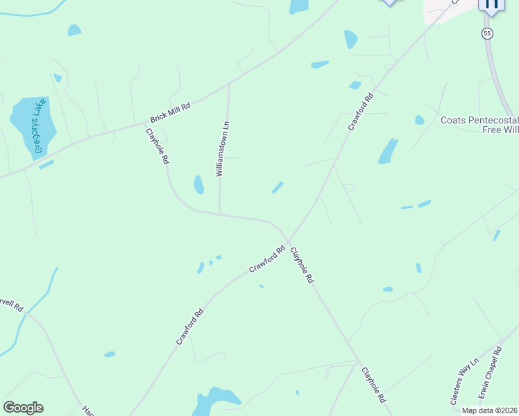 map of restaurants, bars, coffee shops, grocery stores, and more near 1825 Clayhole Road in Coats