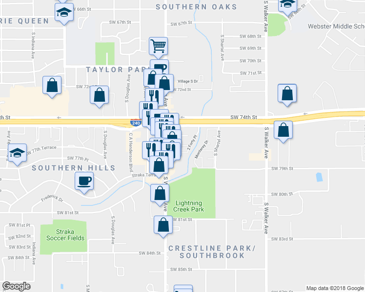 map of restaurants, bars, coffee shops, grocery stores, and more near 835 2 Forty Place in Oklahoma City
