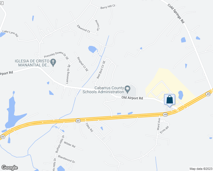 map of restaurants, bars, coffee shops, grocery stores, and more near 1782 Red Bird Circle Southeast in Concord