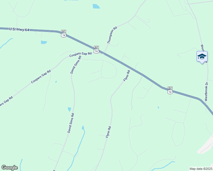 map of restaurants, bars, coffee shops, grocery stores, and more near 249 Royal Way in Rutherfordton