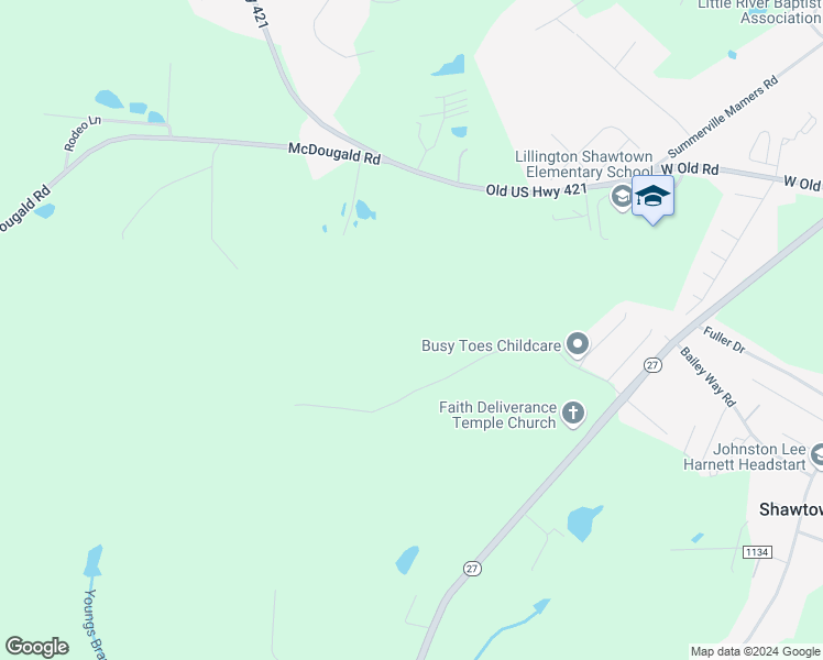 map of restaurants, bars, coffee shops, grocery stores, and more near 531 Samuel McKoy Lane in Lillington