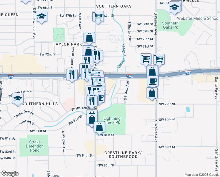 map of restaurants, bars, coffee shops, grocery stores, and more near 835 2 Forty Place in Oklahoma City